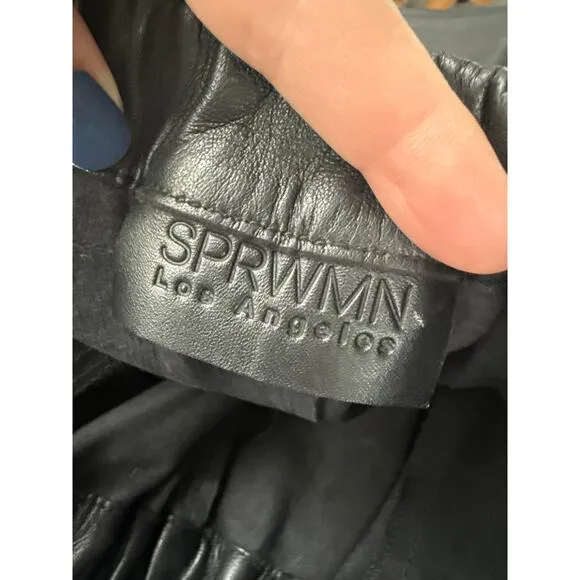 SPRWMN slip shorts black leather womens small