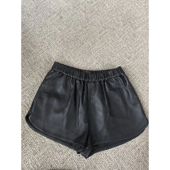 SPRWMN slip shorts black leather womens small