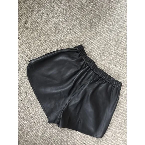 SPRWMN slip shorts black leather womens small