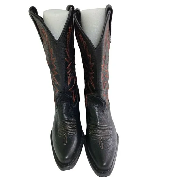 SRMax Leather Embroidered Cowboy Rodeo Western Boots Slip Resistant Size 8.5