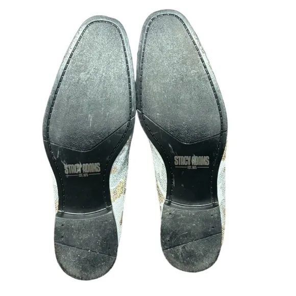 Stacy Adams Strut Gold White Silver Sequin Men's 10 Slip On Oxfords #25253-110