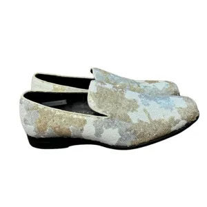 Stacy Adams Strut Gold White Silver Sequin Men's 10 Slip On Oxfords #25253-110