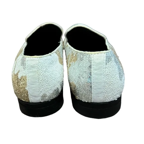 Stacy Adams Strut Gold White Silver Sequin Men's 10 Slip On Oxfords #25253-110