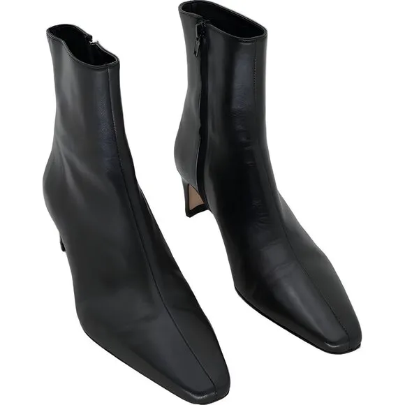 STAUD Wally Women's Ankle Boots EU 37 - Chic Leather Black Heeled Boots