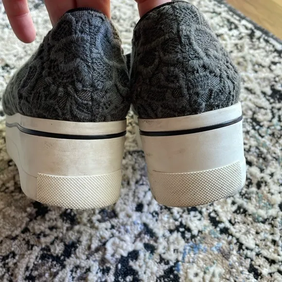 Stella McCartney Binx Slip On Platform Sneakers Gray Lace 39