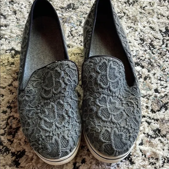 Stella McCartney Binx Slip On Platform Sneakers Gray Lace 39