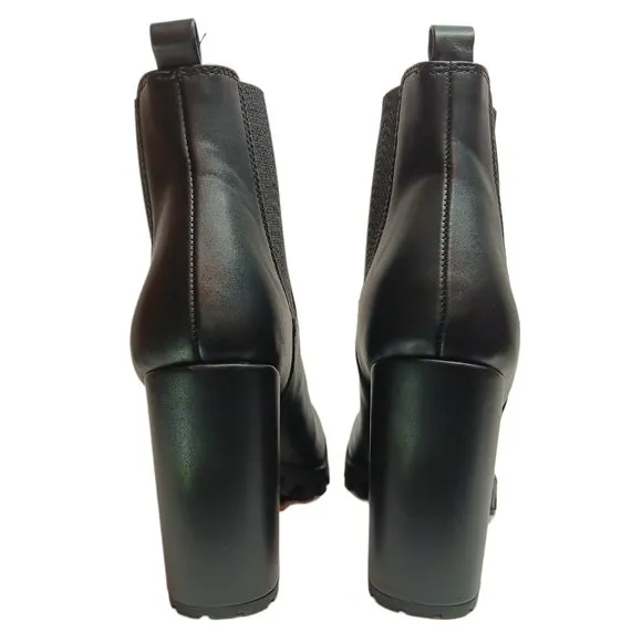 Steve Madden Acquire Boots Womens 10 Black Faux Leather Chelsea Ankle Booties