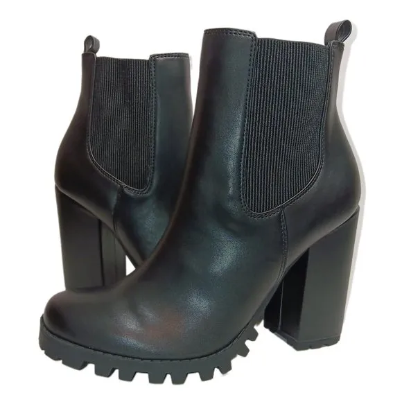Steve Madden Acquire Boots Womens 10 Black Faux Leather Chelsea Ankle Booties