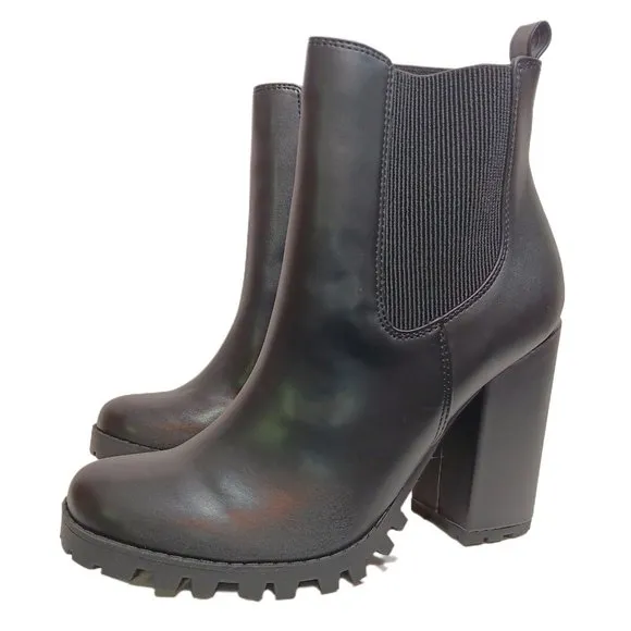 Steve Madden Acquire Boots Womens 10 Black Faux Leather Chelsea Ankle Booties