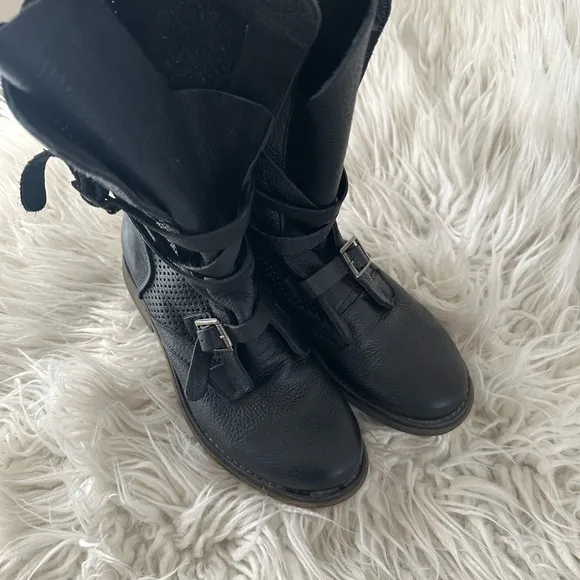 Steve Madden Bosston black leather moto biker boots‎ size 8.5