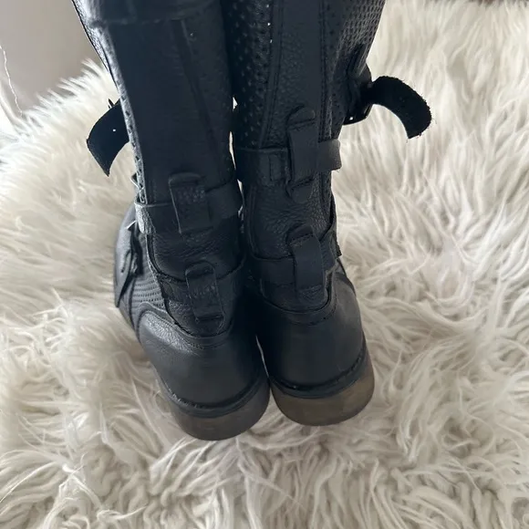 Steve Madden Bosston black leather moto biker boots‎ size 8.5