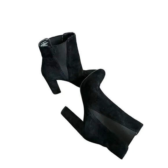Steve Madden Effect suede leather slip on heeled booties boots sz 9