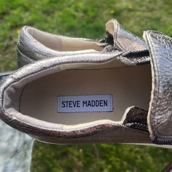 Steve Madden Glaammar Zip Platform Sneaker metallic color slip on