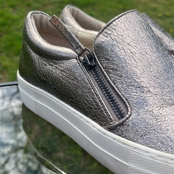 Steve Madden Glaammar Zip Platform Sneaker metallic color slip on