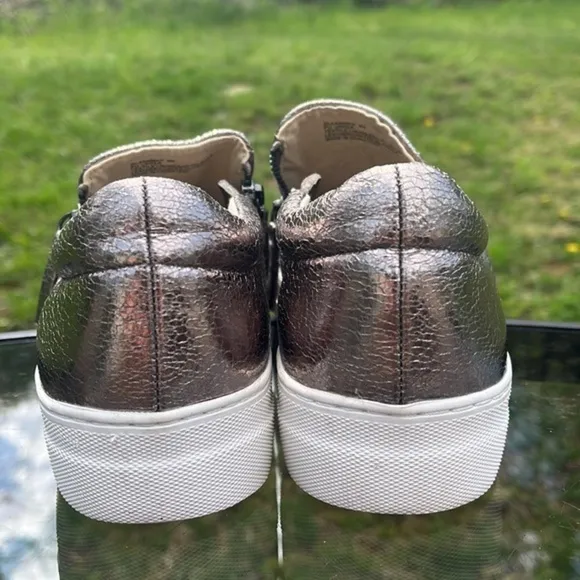 Steve Madden Glaammar Zip Platform Sneaker metallic color slip on