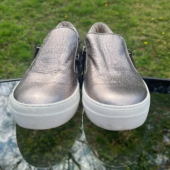 Steve Madden Glaammar Zip Platform Sneaker metallic color slip on