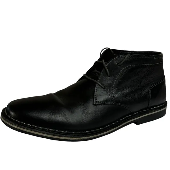 Steve Madden Harken Men's Black Leather Chukka Ankle Boots Size 12