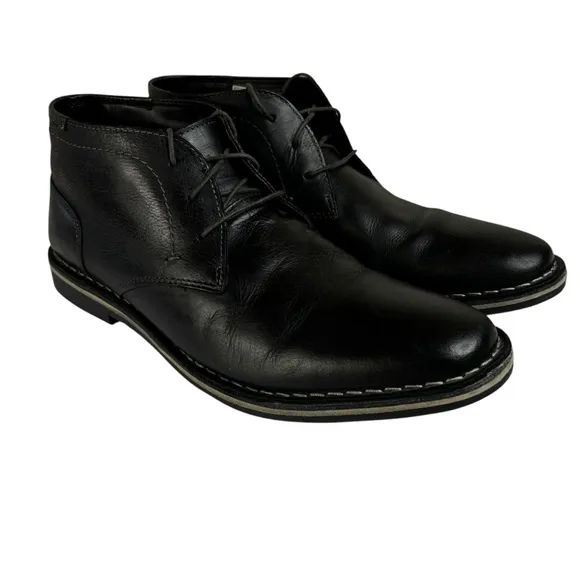 Steve Madden Harken Men's Black Leather Chukka Ankle Boots Size 12