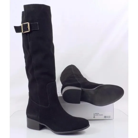 Steve Madden Loren Riding Knee High Boots Suede Black Size 6