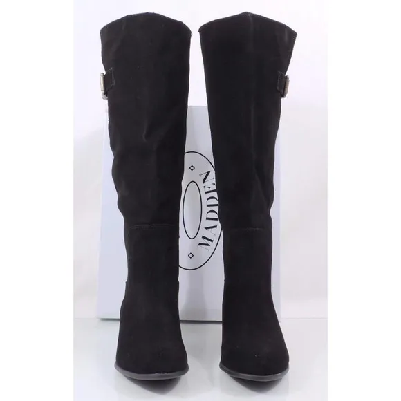 Steve Madden Loren Riding Knee High Boots Suede Black Size 6