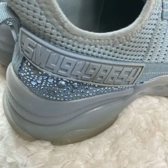 Steve Madden Maxima Blue Rhinestone Embellished slip on Sneakers Size9.5M