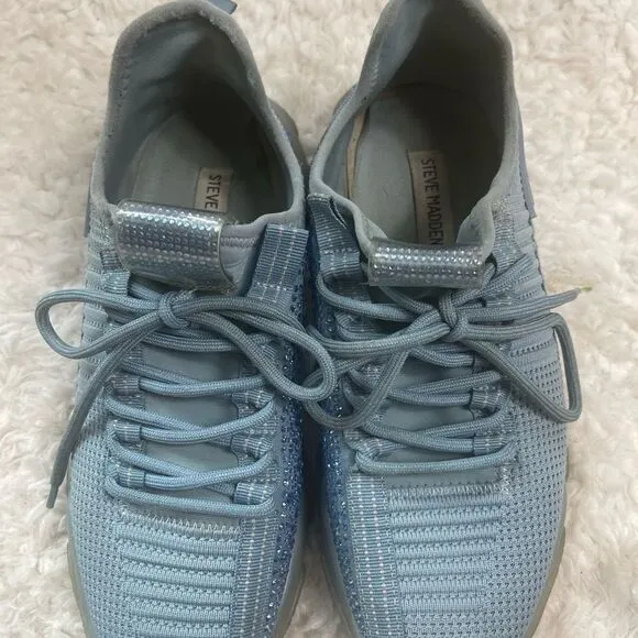 Steve Madden Maxima Blue Rhinestone Embellished slip on Sneakers Size9.5M