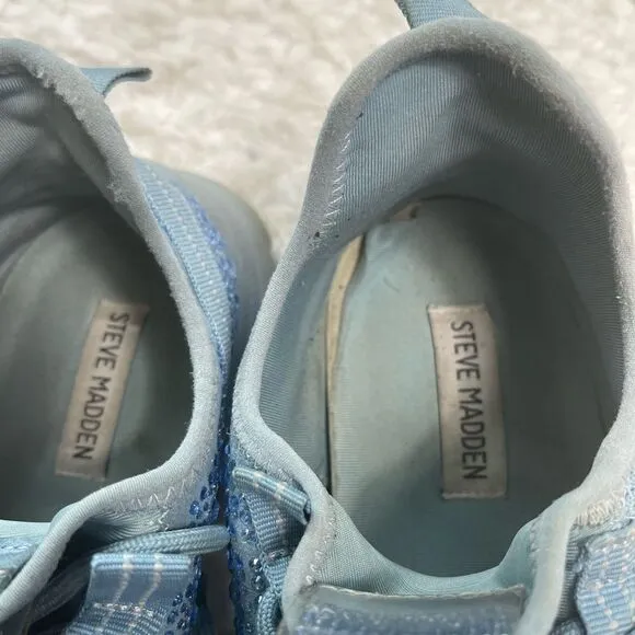Steve Madden Maxima Blue Rhinestone Embellished slip on Sneakers Size9.5M