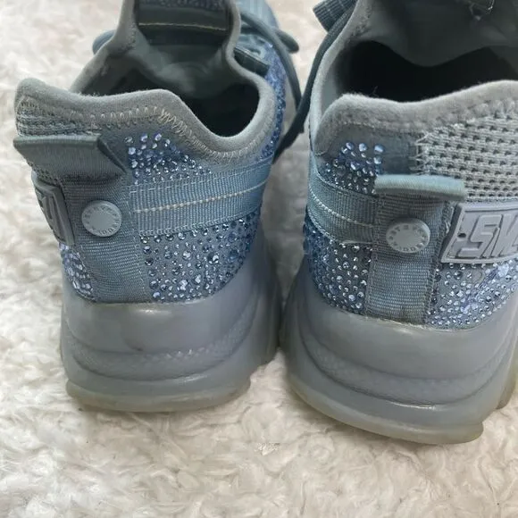 Steve Madden Maxima Blue Rhinestone Embellished slip on Sneakers Size9.5M