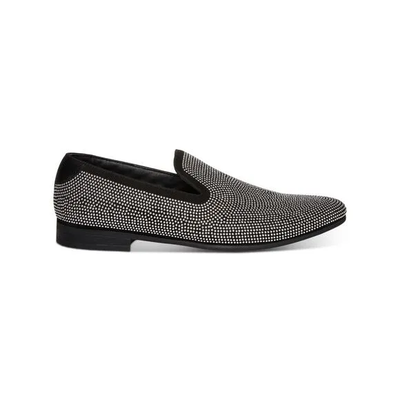 STEVE MADDEN Mens Black Mixed Media Mezmoryz Almond Toe Slip On Slippers Shoes 9