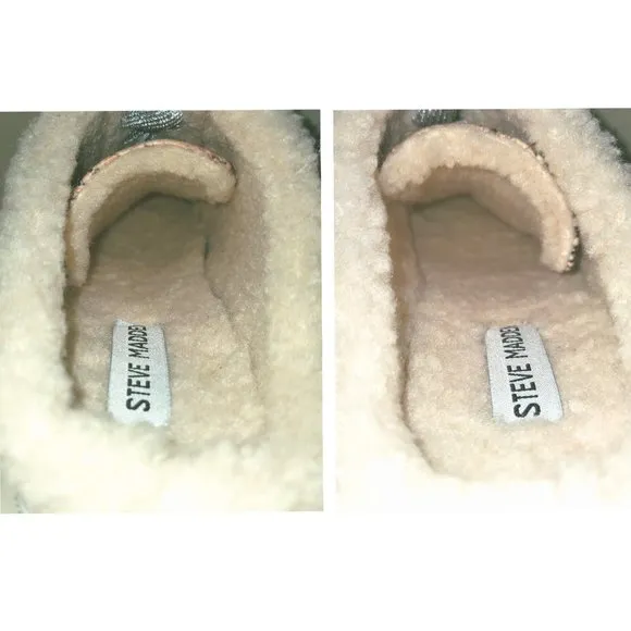 Steve Madden Women's Polaris Slip On Sneakers Faux Fur Snakeskin Mule 8.5 NWOB