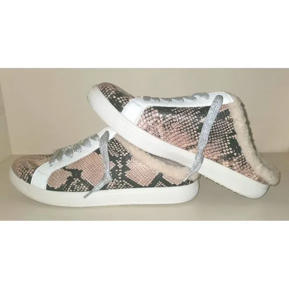 Steve Madden Women's Polaris Slip On Sneakers Faux Fur Snakeskin Mule 8.5 NWOB