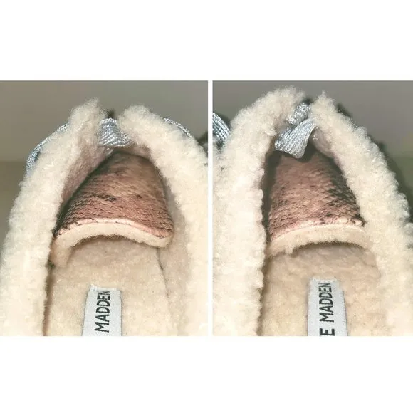Steve Madden Women's Polaris Slip On Sneakers Faux Fur Snakeskin Mule 8.5 NWOB