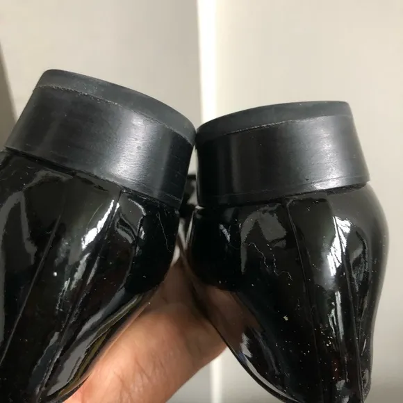 Stuart Weitzman Casual Black Patent Leather Smoking Slippers Tuxedo Shoes Sz 7