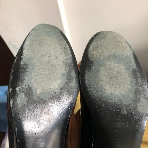 Stuart Weitzman Casual Black Patent Leather Smoking Slippers Tuxedo Shoes Sz 7