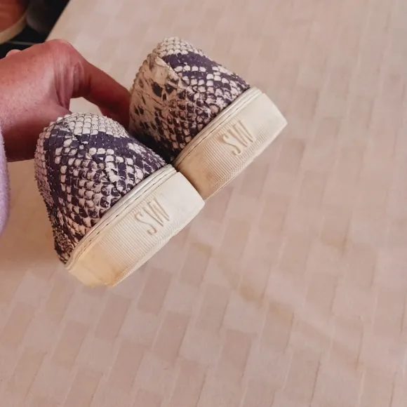 Stuart Weitzman Faux Snakeskin Slip On Sneakers