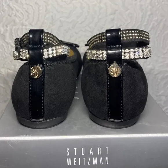 STUART Weitzman Girls Fannie Glow Rhinestone Designer Dress Flats Shoes, Size 2