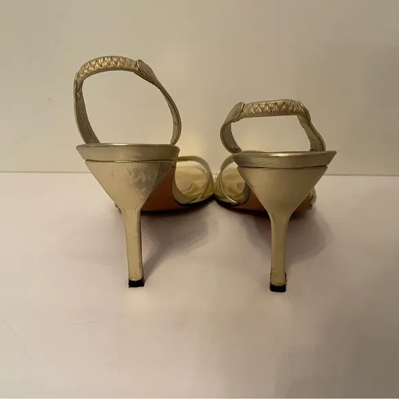STUART WEITZMAN SHOES HEELS SANDALS GOLD METALLIC LEATHER SIZE 7.5 B