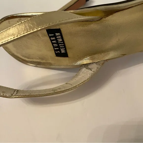 STUART WEITZMAN SHOES HEELS SANDALS GOLD METALLIC LEATHER SIZE 7.5 B