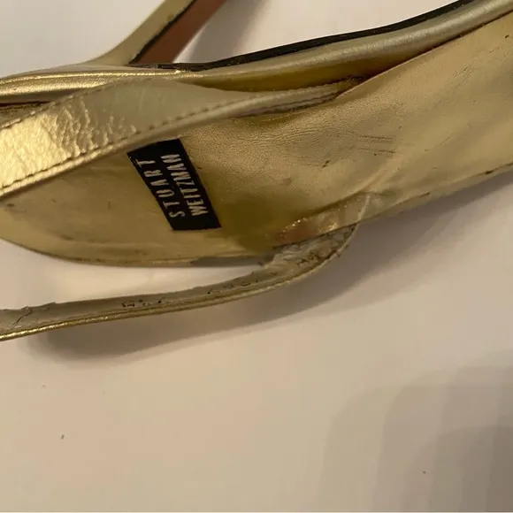 STUART WEITZMAN SHOES HEELS SANDALS GOLD METALLIC LEATHER SIZE 7.5 B