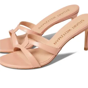 Stuart Weitzman Soiree Sleek 75 Sandal Heel Poudre Sand Leather pump Sandals 9.5