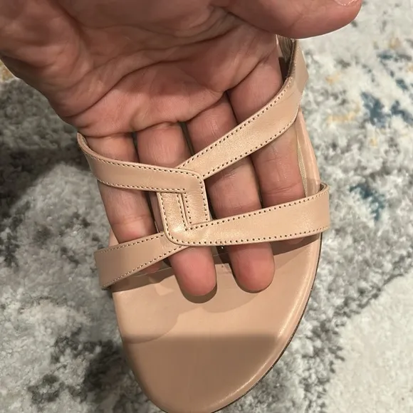 Stuart Weitzman Soiree Sleek 75 Sandal Heel Poudre Sand Leather pump Sandals 9.5