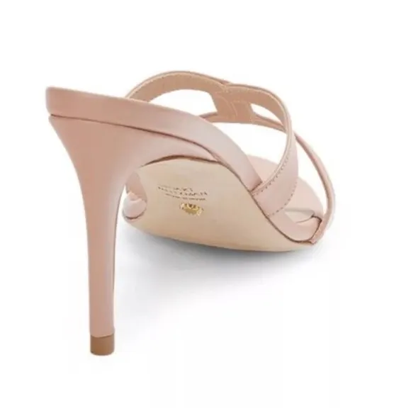 Stuart Weitzman Soiree Sleek 75 Sandal Heel Poudre Sand Leather pump Sandals 9.5