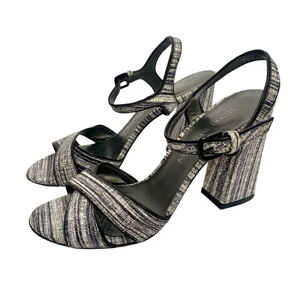 Stuart Weitzman The Sunlovers Sandal Heels Sz 9 Black and White