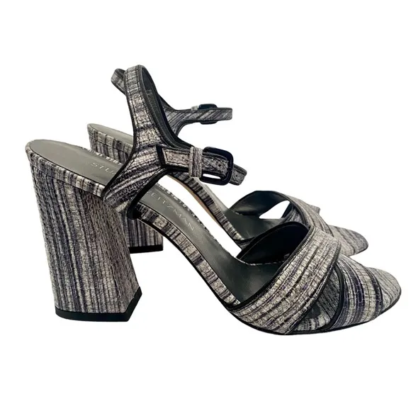 Stuart Weitzman The Sunlovers Sandal Heels Sz 9 Black and White