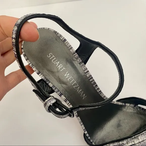 Stuart Weitzman The Sunlovers Sandal Heels Sz 9 Black and White
