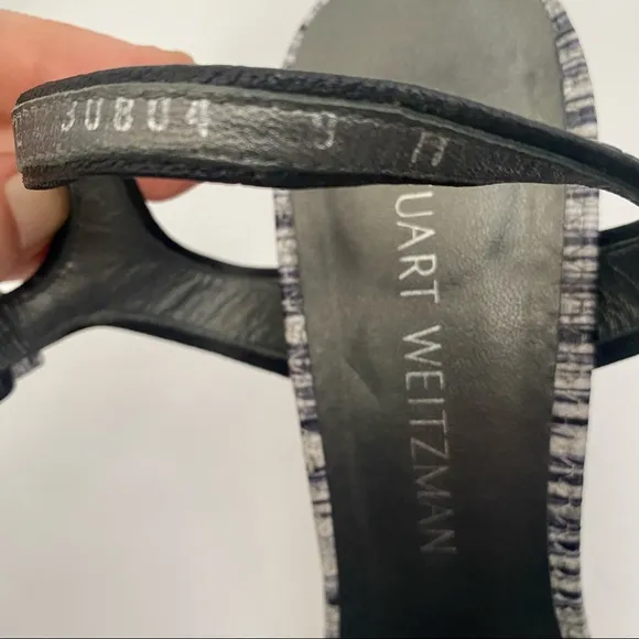 Stuart Weitzman The Sunlovers Sandal Heels Sz 9 Black and White