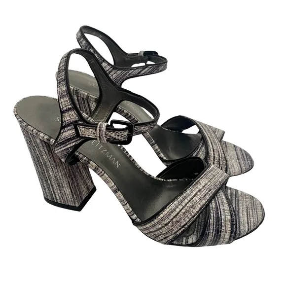 Stuart Weitzman The Sunlovers Sandal Heels Sz 9 Black and White