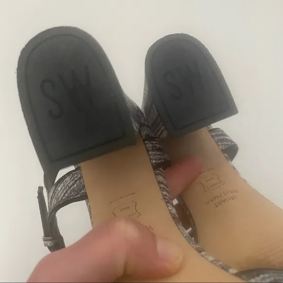Stuart Weitzman The Sunlovers Sandal Heels Sz 9 Black and White