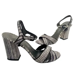 Stuart Weitzman The Sunlovers Sandal Heels Sz 9 Black and White