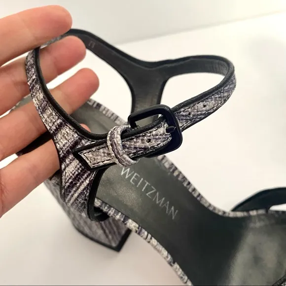 Stuart Weitzman The Sunlovers Sandal Heels Sz 9 Black and White
